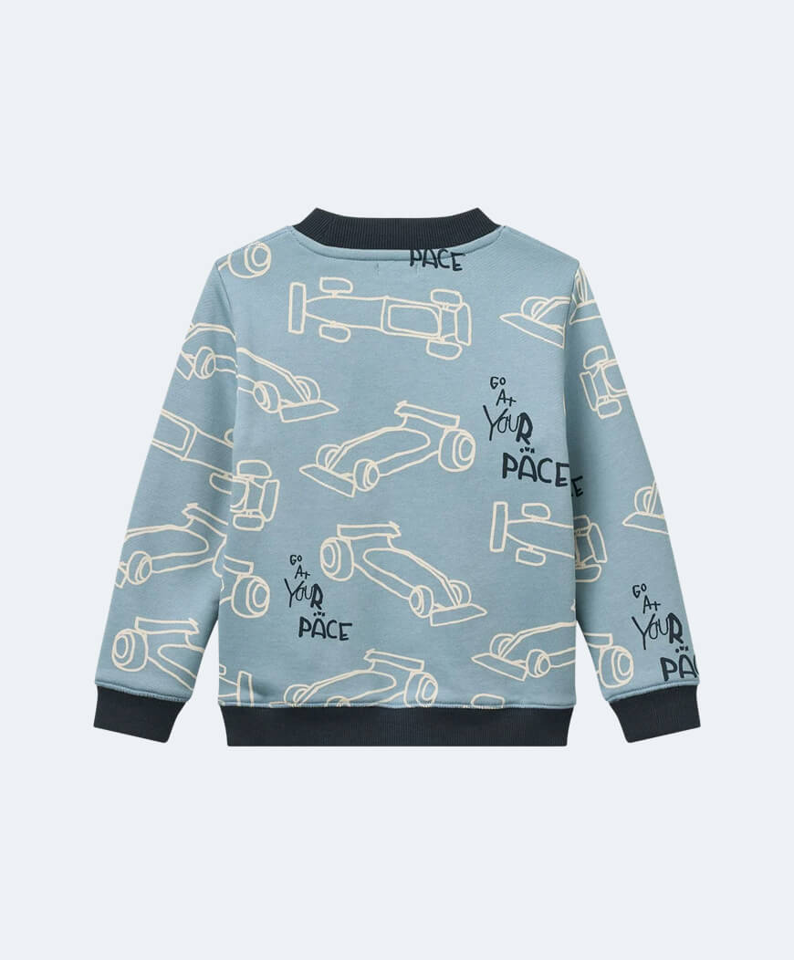 Printed sweatshirt race cars beach blue